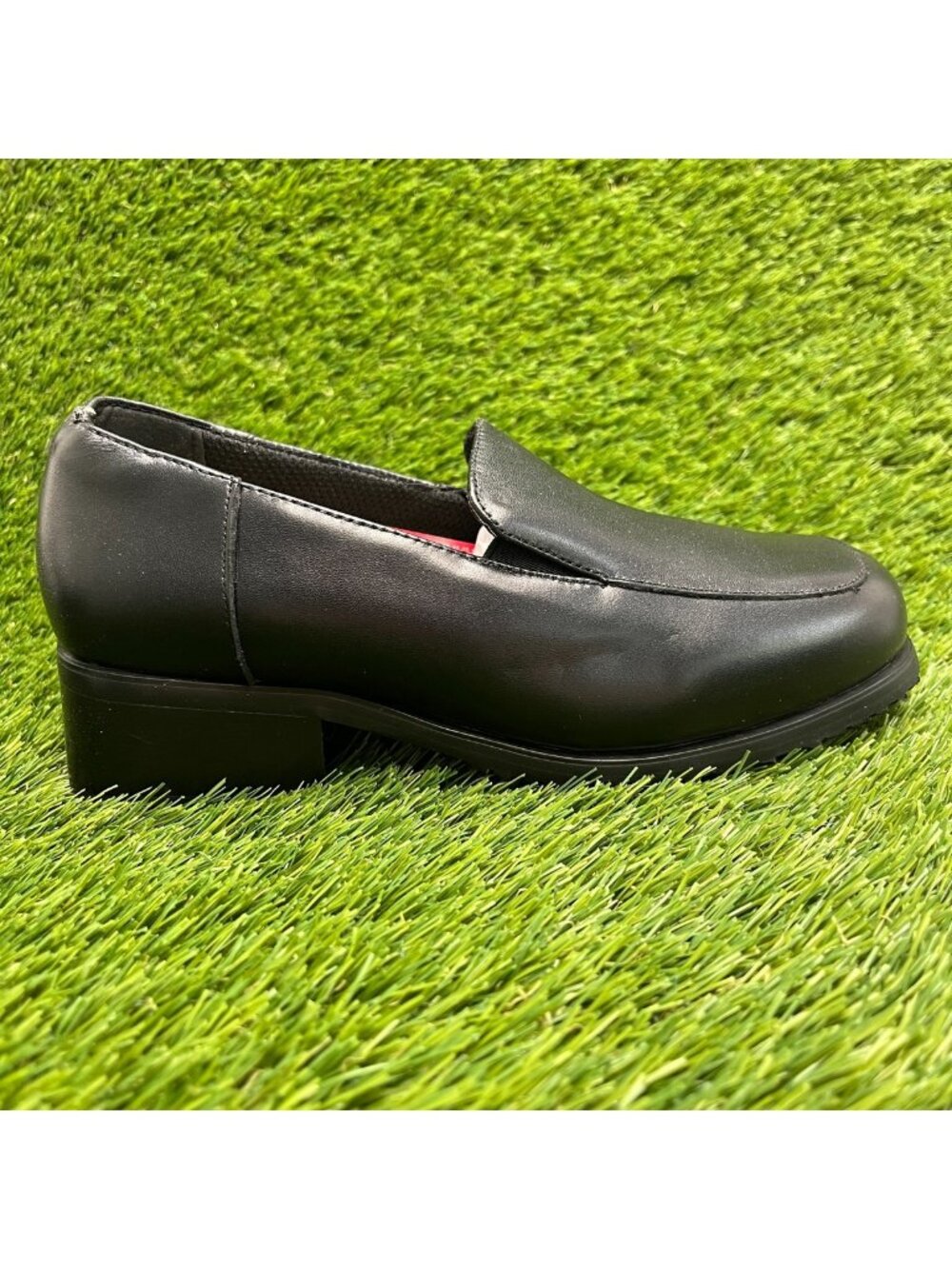 SlipGrips Womens Size 6.5D Black Leather Slip-Resistant Slip-On Dress Shoes
